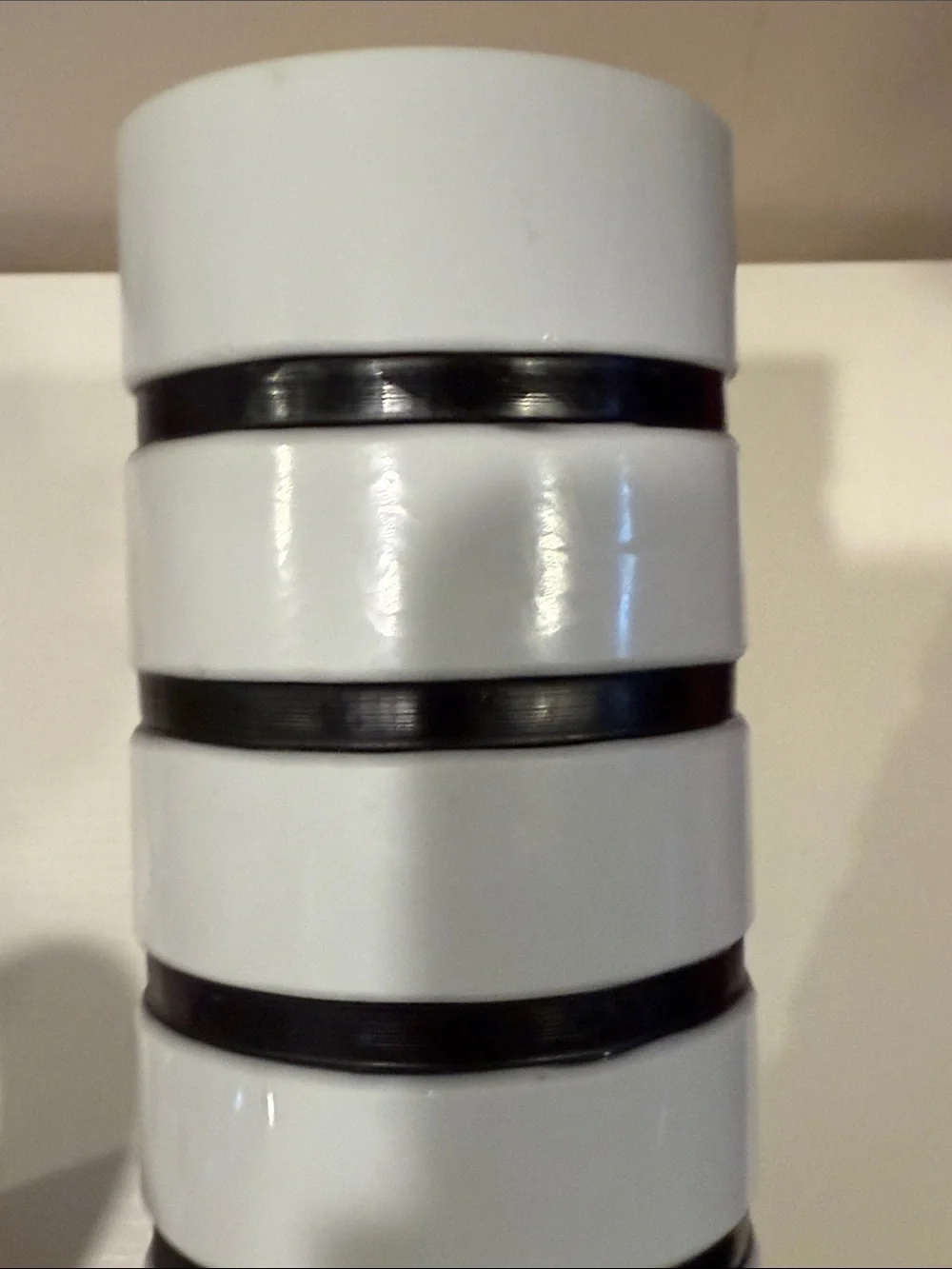 NWT Vintage Studio Nova Bangle Ceramic Vase with Black Stripe Accents 15.75